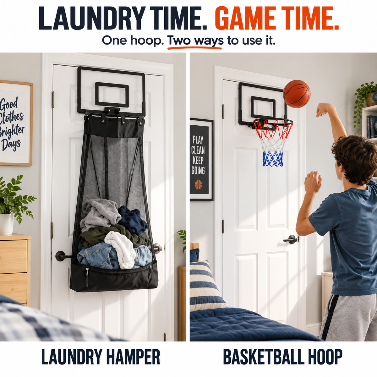 2-in-1 Basketball Laundry Hoop